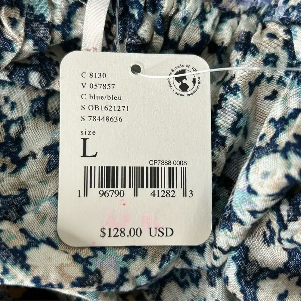 Free People One I Love Floral Midi Maxi Dress Blue Size L NWT